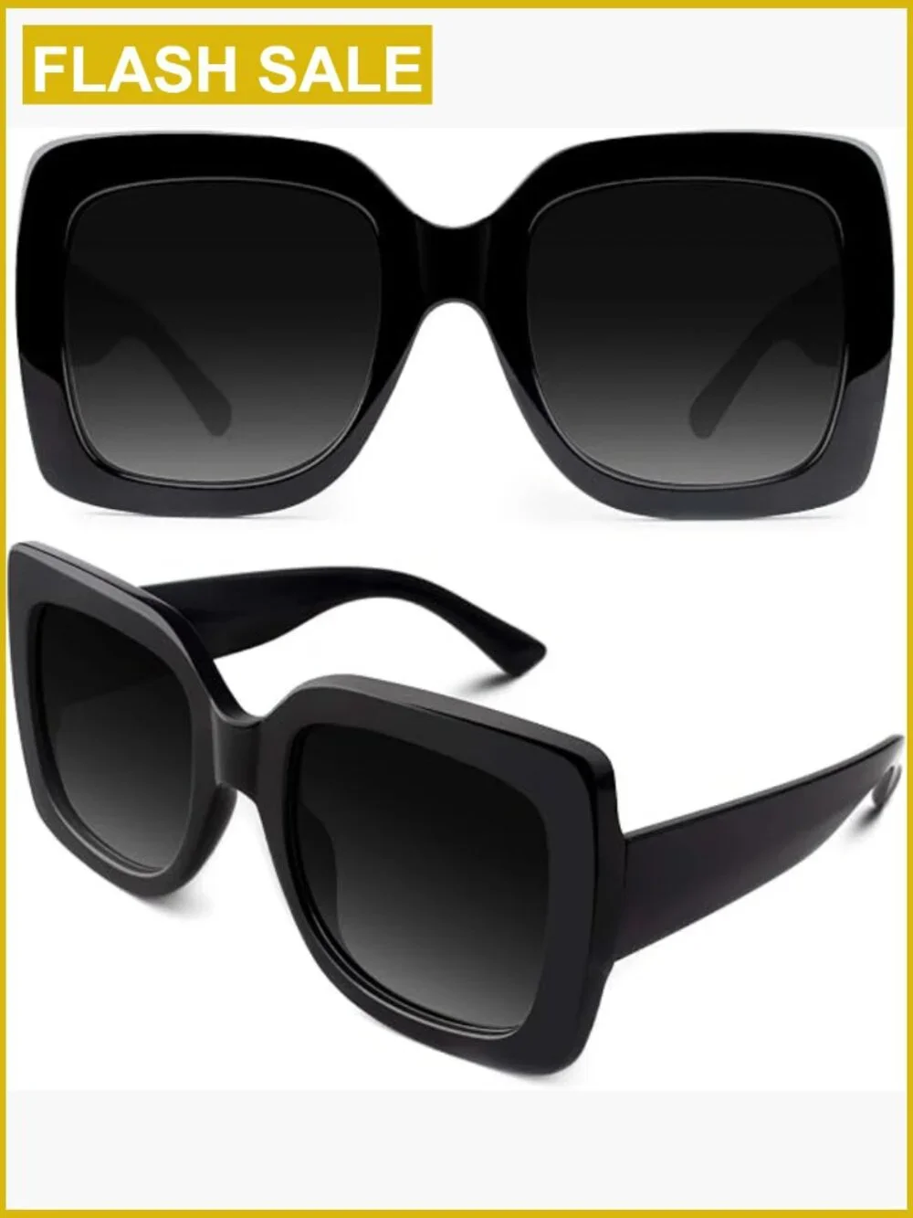 Oversized Square Frame Sunglasses Retro Vintage Trendy Shades